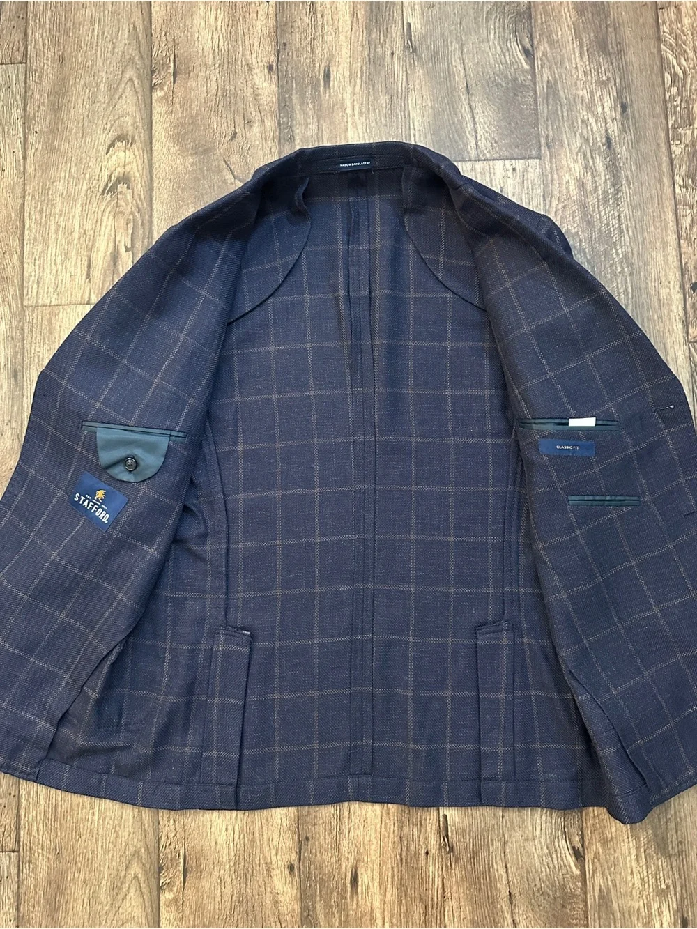 Stafford 60% Wool 40% Cotton Classic Fit Sport Coat Blazer Men’s 42 R Navy